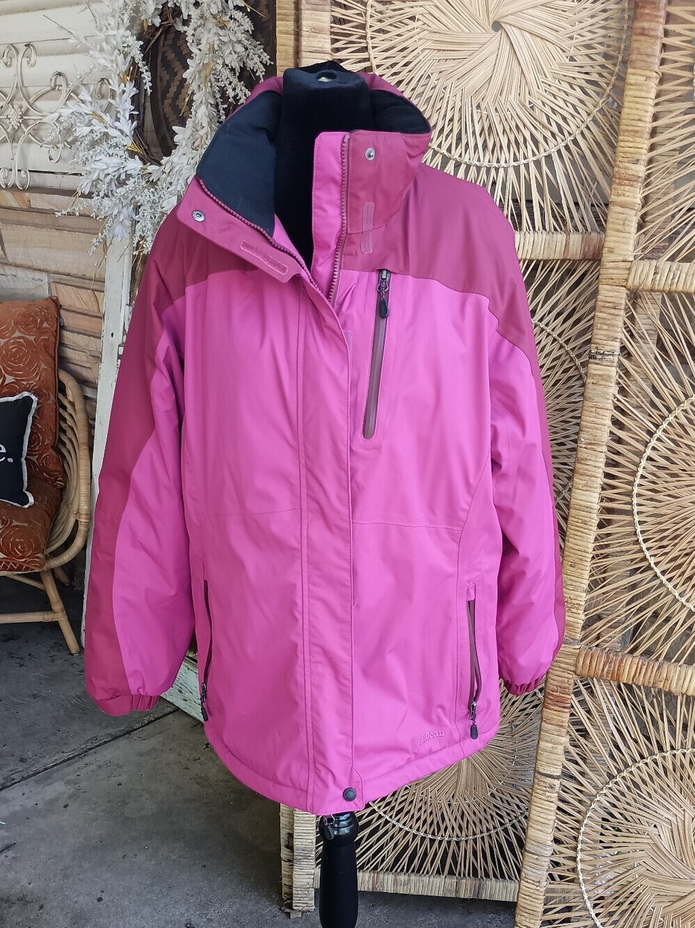 L.L. Bean Kids Two-Tone Pink Waterproof Raincoat_LPet